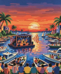 Sunset Marina Concert Poster Paint By Numbers