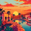 Sunset Oasis Retro Music Paint By Numbers