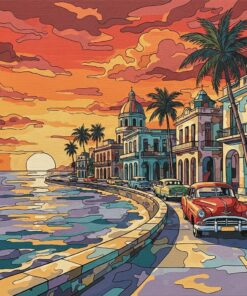 Sunset Over Vintage Havana Paint By Numbers