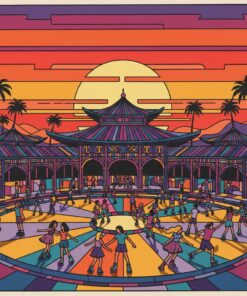 Sunset Pavilion Roller Disco Paint By Numbers
