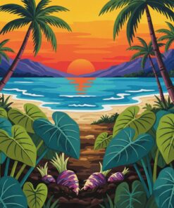 Sunset Taro Root Harvest Paint By Numbers