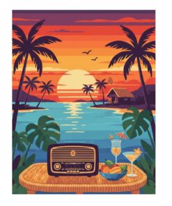 Sunset Tropical Radio Hour Paint By Numbers