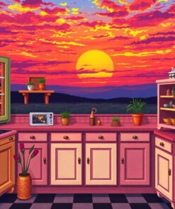 Sunsets Over Vintage Cabinets Paint By Numbers