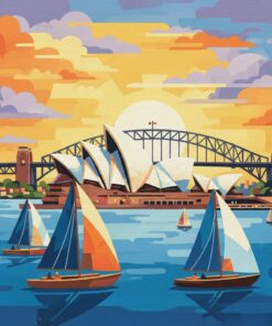 Sydney Opera Vintage Regatta Paint By Numbers