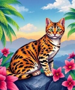 Tabby Atop Tropical Atlas Paint By Numbers