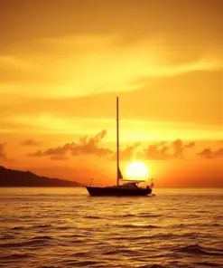 Tahiti Sailboat Sepia Sunset Paint By Numbers