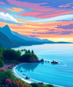 Teal Alpine Tropical Horizon Paint By Numbers