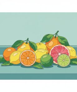 Teal Countertop Citrus Display Paint By Numbers