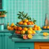 Teal Countertop Citrus Display Paint By Numbers