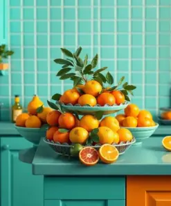 Teal Countertop Citrus Display Paint By Numbers