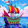 Technicolor Caribbean Galleon Paint By Numbers
