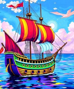 Technicolor Caribbean Galleon Paint By Numbers