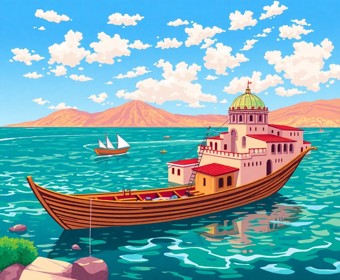 Tesserae Sea Island Voyage Paint By Numbers Kit - Byzantine Art completed