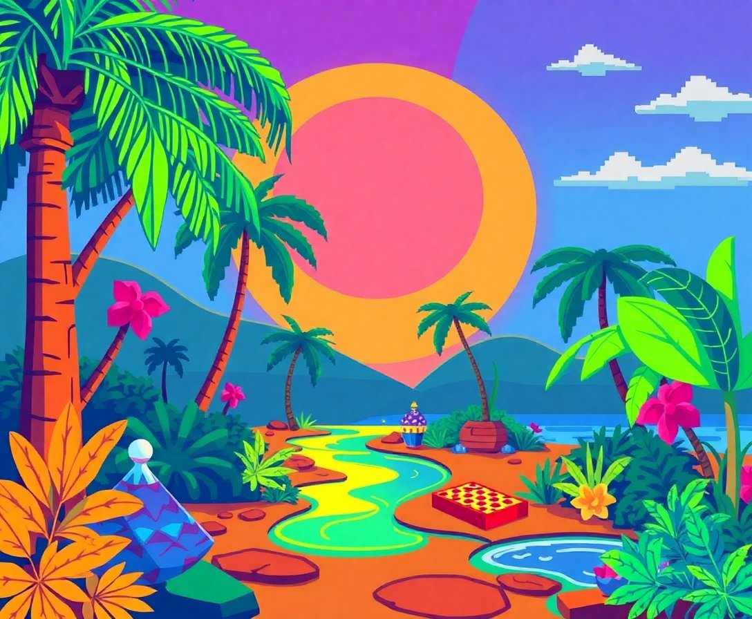 the-tropical-pixel-quest-paint-by-numbers-kit-retro-gaming
