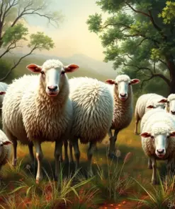 Thirsty Ewe Pastoral Scene Paint by Numbers