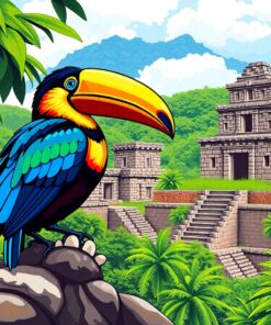 Toucan Guarding Copan Ruins Paint By Numbers