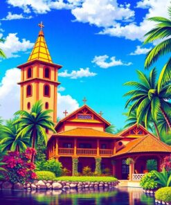 Towering Tropical Realistic Estate Paint By Numbers