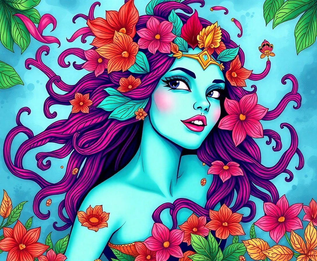 trapped-tropical-sea-siren-paint-by-numbers-kit-mythical-art
