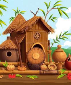 Tribal Relics On Bamboo Paint By Numbers