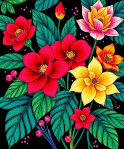 Sequined Blooms Paint Numbers