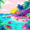 Tropic Eight Bit Shores Paint By Numbers