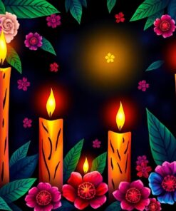 Calavera Candles Paint Numbers