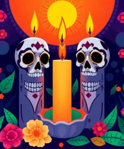 Tropic Night Calavera Candles Paint By Numbers