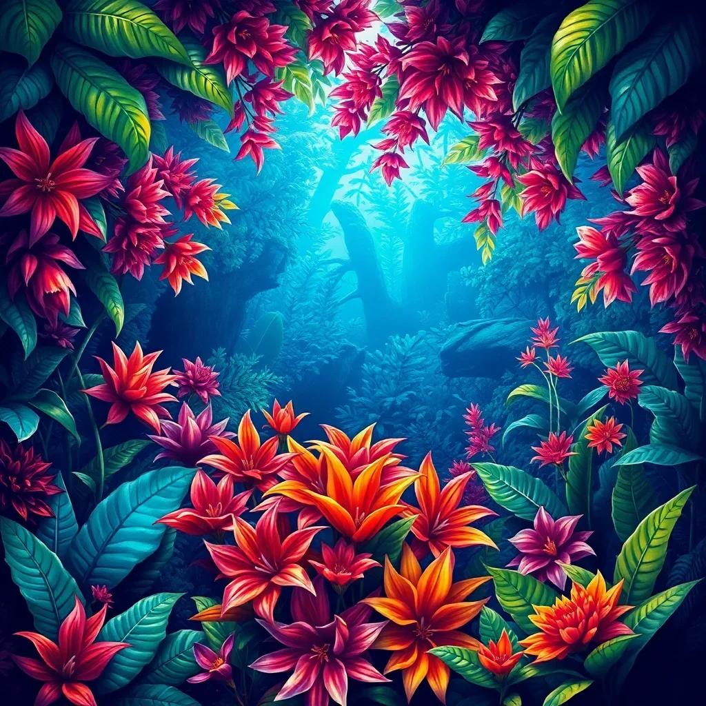 completed artwork display Tropical Abyss Garden paint by numbers