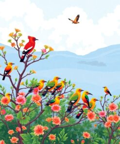 Tropical Acacia Bird Colony Paint By Numbers
