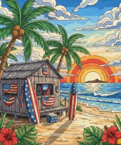 Tropical Americana Surf Shack Paint By Numbers