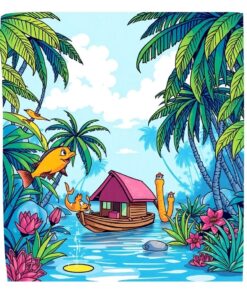 Lagoon Sketch Paint Numbers