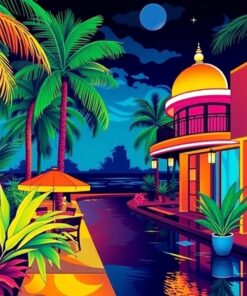 Tropical Art Deco Nights Paint By Numbers