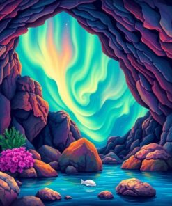 Tropical Aurora Sea Cave Paint By Numbers