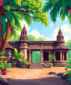 Tropical Banyan Shrine Ruins Paint By Numbers