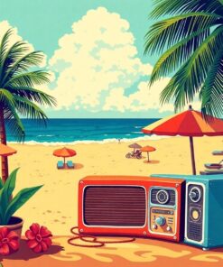 Tropical Beach Radio Days Paint By Numbers