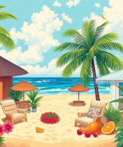 Tropical Beachfront Still Life Paint By Numbers