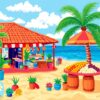 Tropical Beachside Market Paint By Numbers