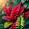 Tropical Bird Ferns Paint by Numbers