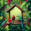 Tropical Bird Shelter paint by numbers