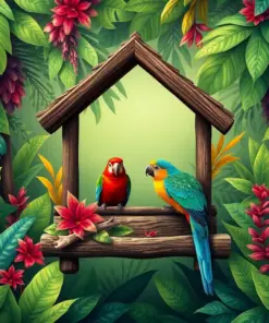 Tropical Bird Shelter paint by numbers