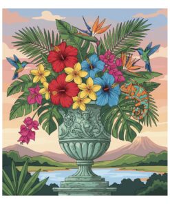 Tropical Bloom Antique Urn Paint By Numbers