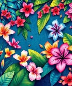 Tropical Blooms Beneath Steel Paint By Numbers