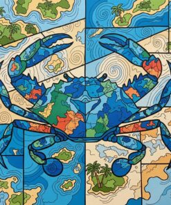 Tropical Blue Crab Cartography Paint By Numbers
