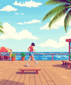 Tropical Boardwalk Skate Prep Paint By Numbers