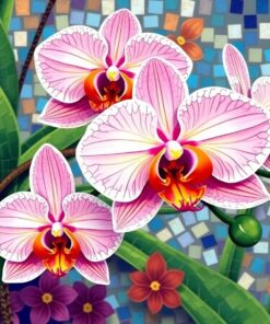Tropical Byzantine Orchid Mosaic Paint By Numbers