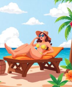 Cabana Sunbather Paint Numbers