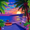 Tropical Calle Obispo Sunset Paint By Numbers