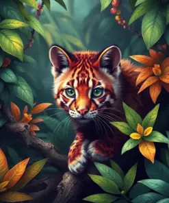 Tropical Canopy Hidden Feline Paint By Numbers