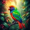 Tropical Canopy Rainbow Bird Paint By Numbers
