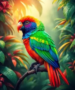 Tropical Canopy Rainbow Bird Paint By Numbers